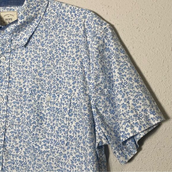 Hope & Henry Blue Floral Linen Blend Casual Button Up Shirt Boys Size Large - Picture 12 of 15